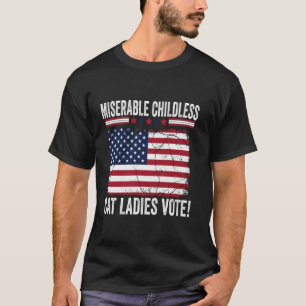 Miserable Childless Cat Lady USA Flag T-Shirt