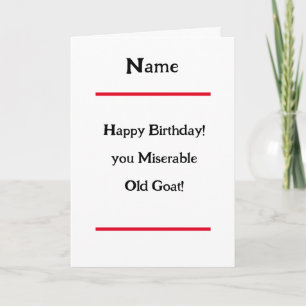Miserable Goat Verse Happy Birthday Card