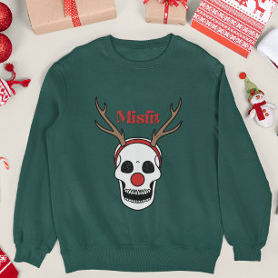 Misfit Red Nose Reindeer Skull Christmas Sweatshirt