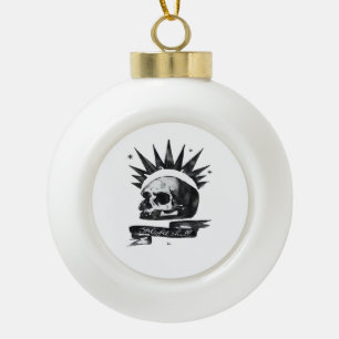 Misfit Skull Creative Character Art Style Ceramic Ball Christmas Ornament