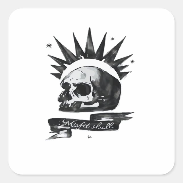 Misfit Skull Creative Character Art Style  Square Sticker (Front)