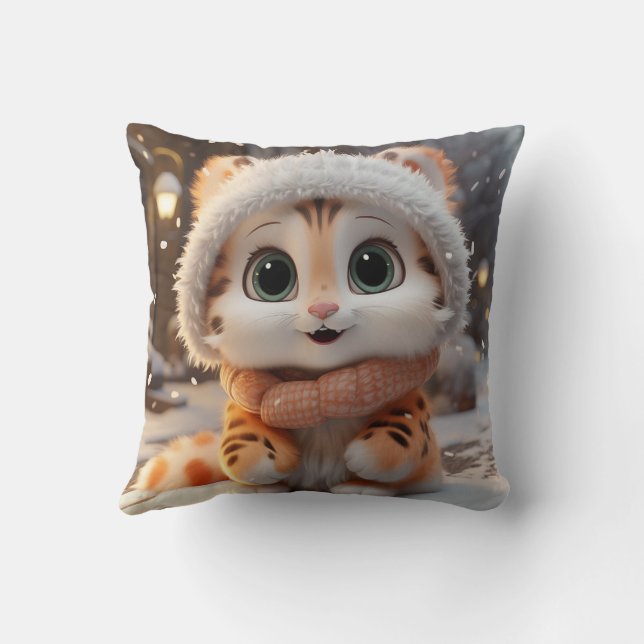 Misha - A fluffy snow leopard Cushion (Back)