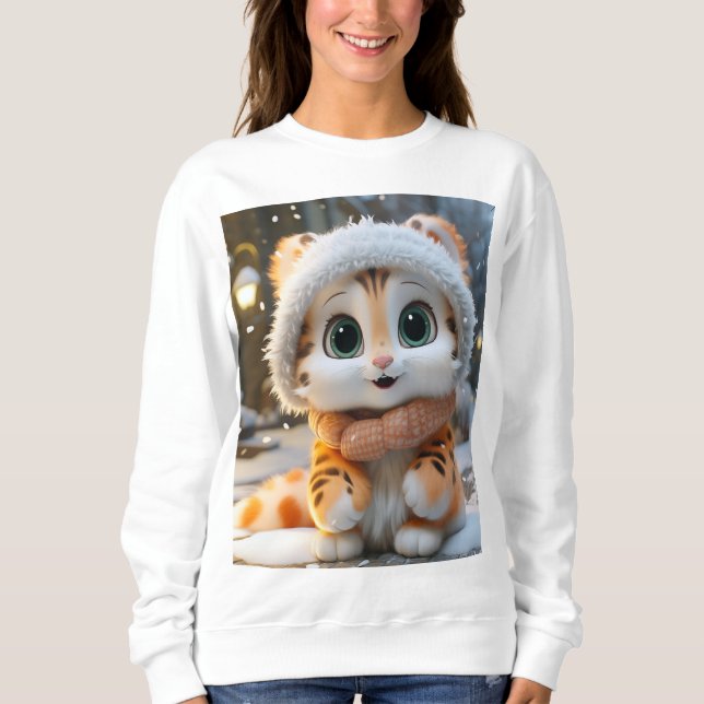 Misha - A fluffy snow leopard Sweatshirt (Front)