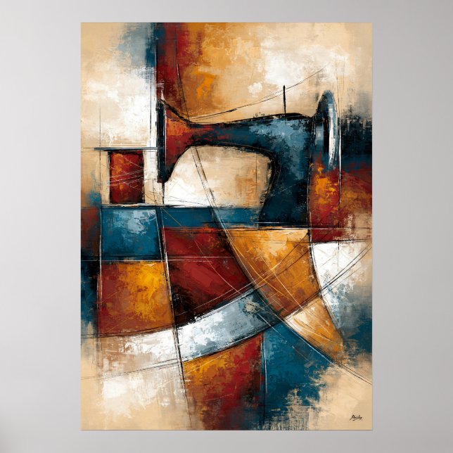 Mishin Sewing Machine Abstract Art for Sewing Room Poster (Front)