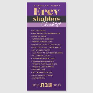 Mishloach Manos Erev Shabbos Magnetic Checklist