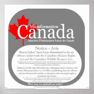 Misinformation Canada - Beaver Jokes Notice Poster