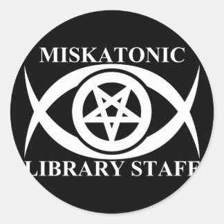 MISKATONIC LIBRARY STAFF CLASSIC ROUND STICKER