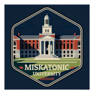 Miskatonic University Arkham Vintage Travel Badge Poster