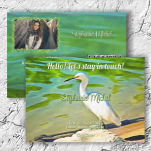 Mismaloya River Egret 0335 QR Code Calling Card