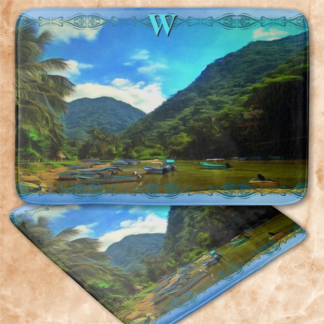 Mismaloya River Fishing Boats 0344 Bath Mat (Creator Uploaded)