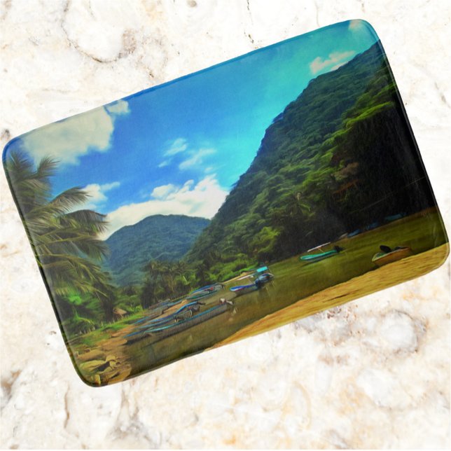 Mismaloya River Fishing Boats 0344 Bath Mat (Creator Uploaded)