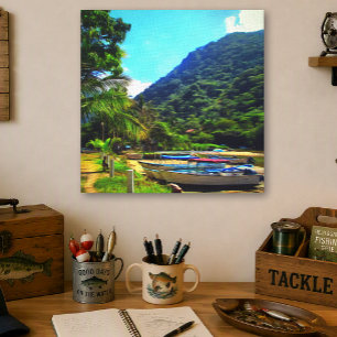 Mismaloya River Fishing Boats Mexico 0350 Art  Canvas Print