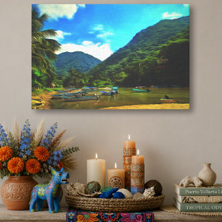 Mismaloya River Fishing Boats Tropical 0344 Art Canvas Print