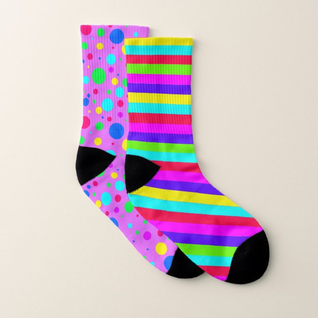 Mismatch Colourful Stripes Polka Dot Socks (Pair)