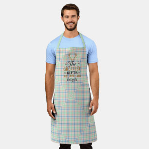 Mismatched Blue Green and Pink Plaid Apron