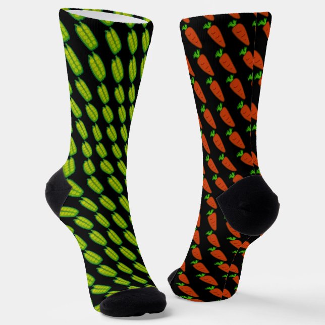 Mismatched Peas and Carrots Socks (Angled)