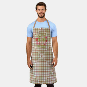 Mismatched Red and Tan Happy Holidays Apron