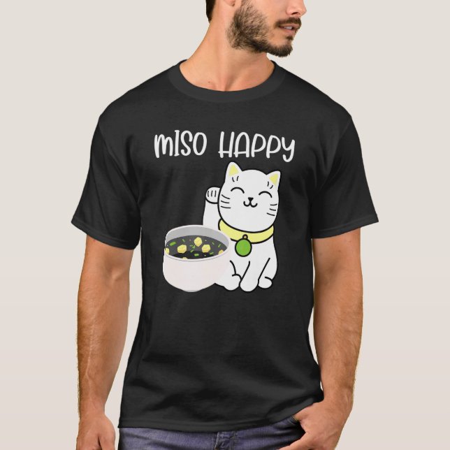 Miso Happy Cute Asian Cat Japanese Food Pun Appare T-Shirt (Front)