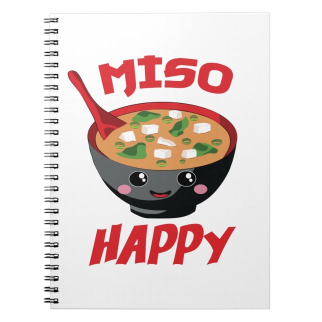 Miso Happy Funny Food Kawaii Notebook (Front)