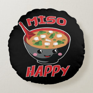Miso Happy Funny Food Kawaii Round Cushion