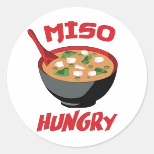 Miso Hungry Funny Food Kawaii Classic Round Sticker