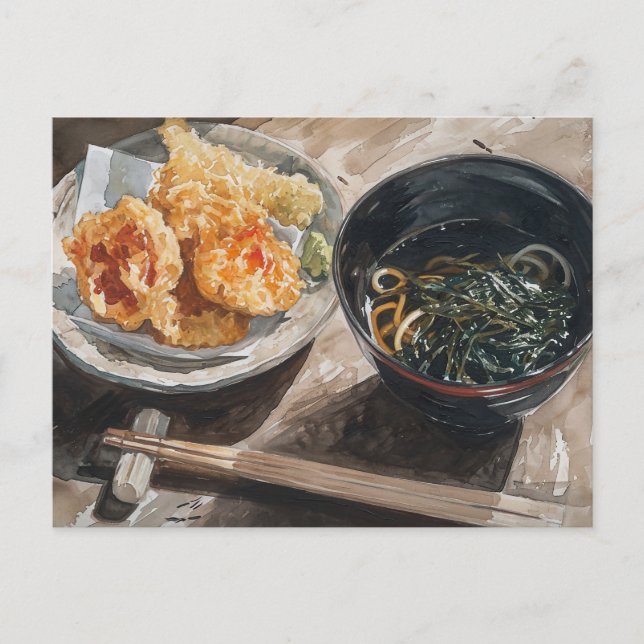 Miso Soup and Tempura Postcard (Front)