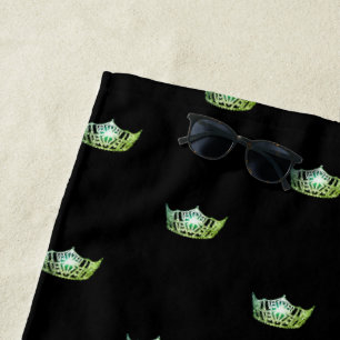 Miss America Apple Green Crown Beach Towel