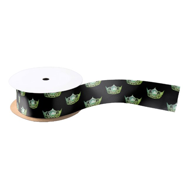 Miss America Apple Green Crown Satin Ribbon (Spool)