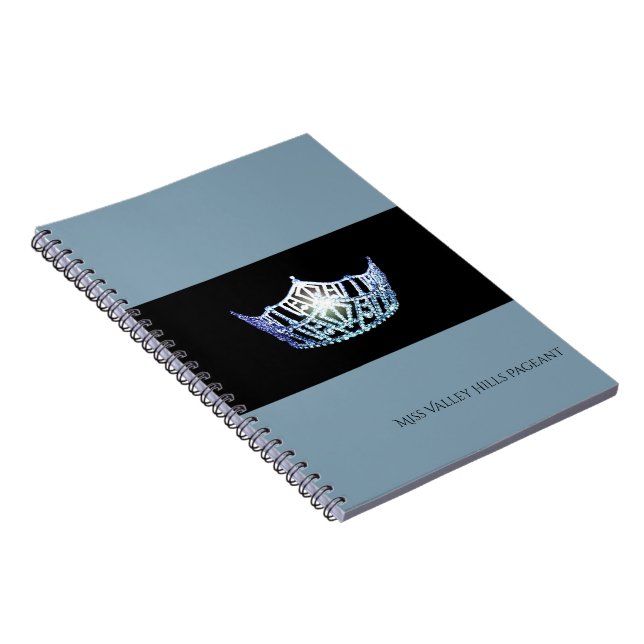 Miss America Baby Blue Crown Notebook- Custom Name Spiral Notebook (Right Side)