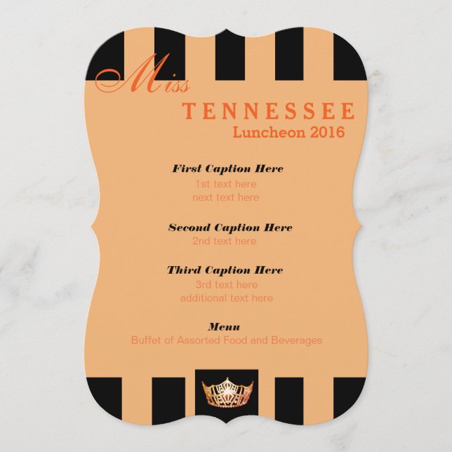 Miss America Black Stripe Luncheon Program Card (Front)