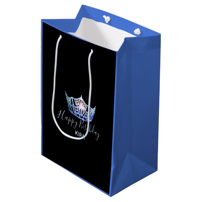 Miss America Blue Crown 2-Tone Gift Bag-Medium Medium Gift Bag (Front Angled)