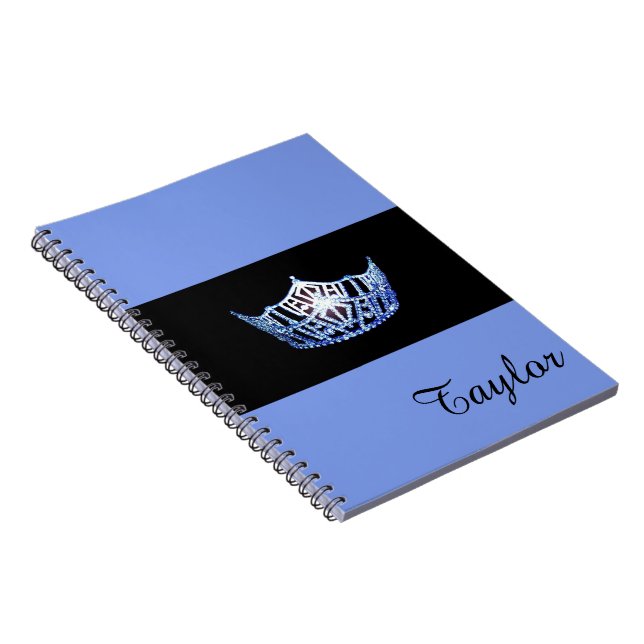 Miss America Blue Crown Notebook- Custom Name Notebook (Right Side)