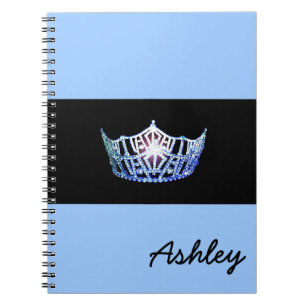Miss America Blue Crown Notebook- Custom Name Spiral Notebook