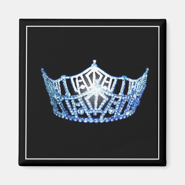 Miss America Blue Crown Square Magnet (Front)