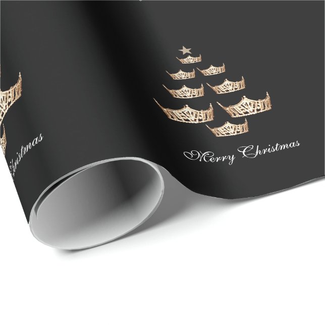 Miss America Crown Christmas Tree Giftwrap Wrapping Paper (Roll Corner)