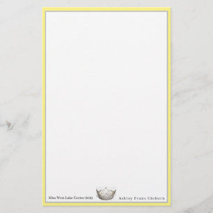 Miss America Crown & Custom Name Stationery Sheets