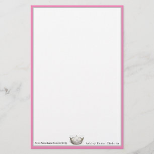 Miss America Crown & Custom Name Stationery Sheets
