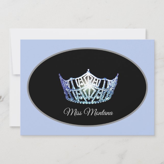 Miss America Crown Flat Note Cards-Blue Card (Front)