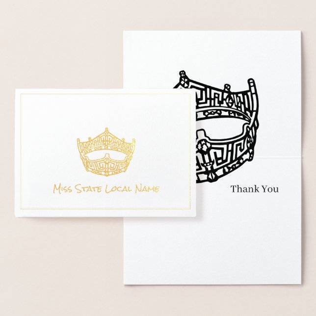 Miss America Crown Gold Foil Thank You Card (Display)