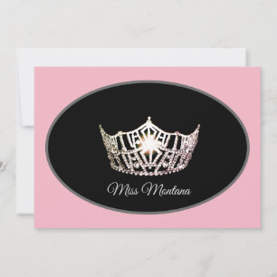 Miss America Flat Note Card-Silver Crown/Pink Card