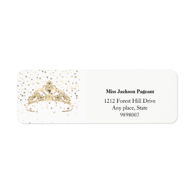 Miss America Gold Tiara Stars Crown Address Labels (Front)