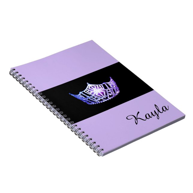Miss America Lavender Crown Notebook- Custom Name Spiral Notebook (Right Side)