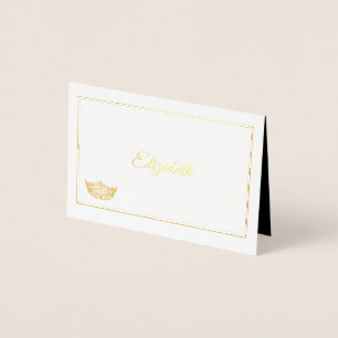 Miss America Name Place Card Gold Foiled Crown