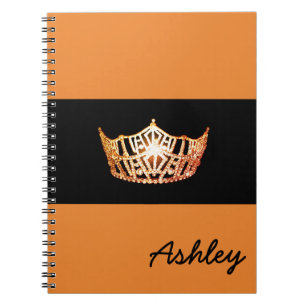 Miss America Orange Crown Notebook-Custom Name Notebook