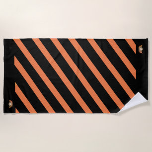 Miss America Orange Stripe Teal Crown Beach Towel