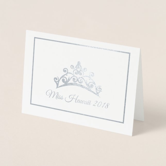 Miss America Pageant Silver Foil Tiara Note Card (Front)