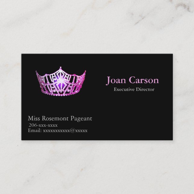 Miss America Personalised Pageant Business Cards (Front)