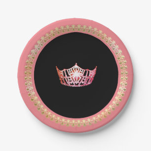 Miss America Pink-Coral Crown 7" Paper Plates
