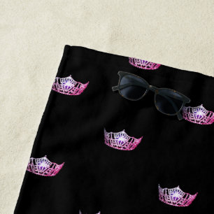 Miss America Pink Crown Beach Towel