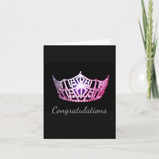 Miss America Pink Crown Greeting Card-Congrats Car Card (Front)